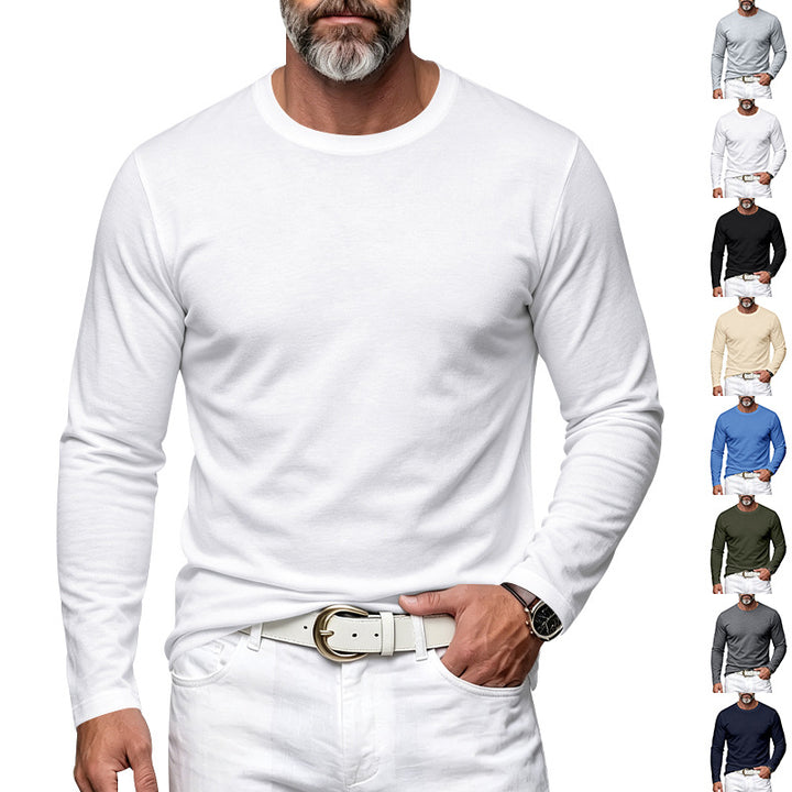 Herren Slim-Fit Baumwoll-Langarmshirt mit Rundhalsausschnitt Echoarchiv
