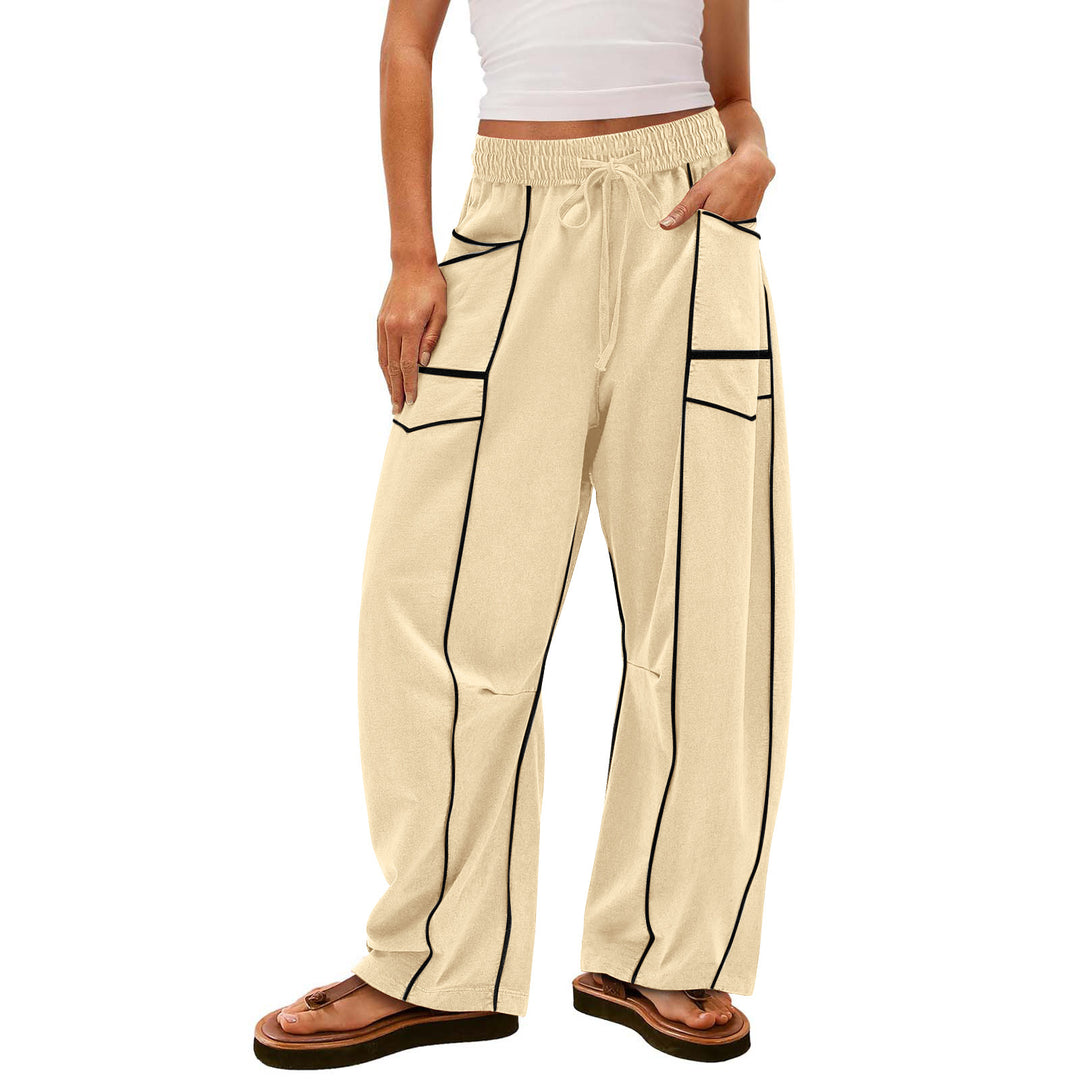 Damen nan weite Lounge-Hose mit Kordelzug, Kontrastpaspelierung und Cargo-Taschen Echo Archiv