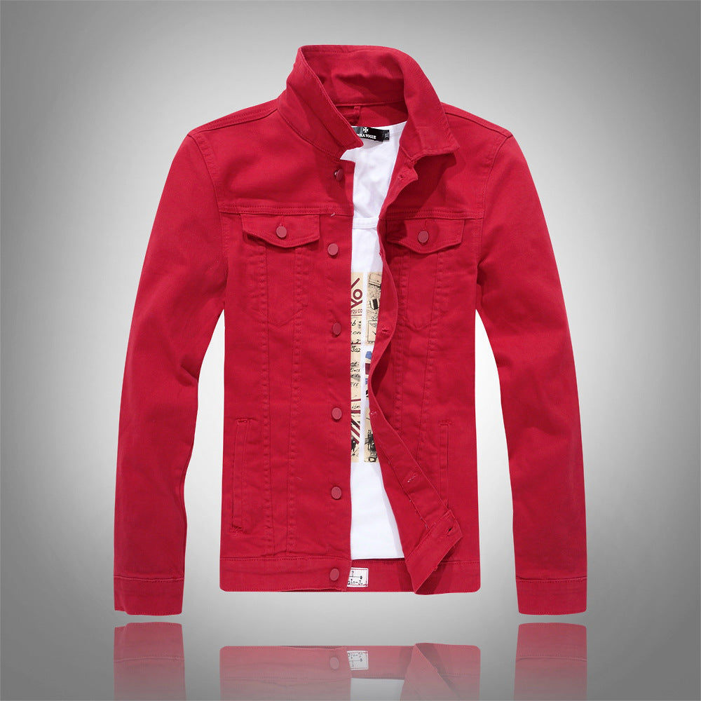 Herren stylische Denimjacke mit modernem Stehkragen und praktischen Taschen Echoarchiv