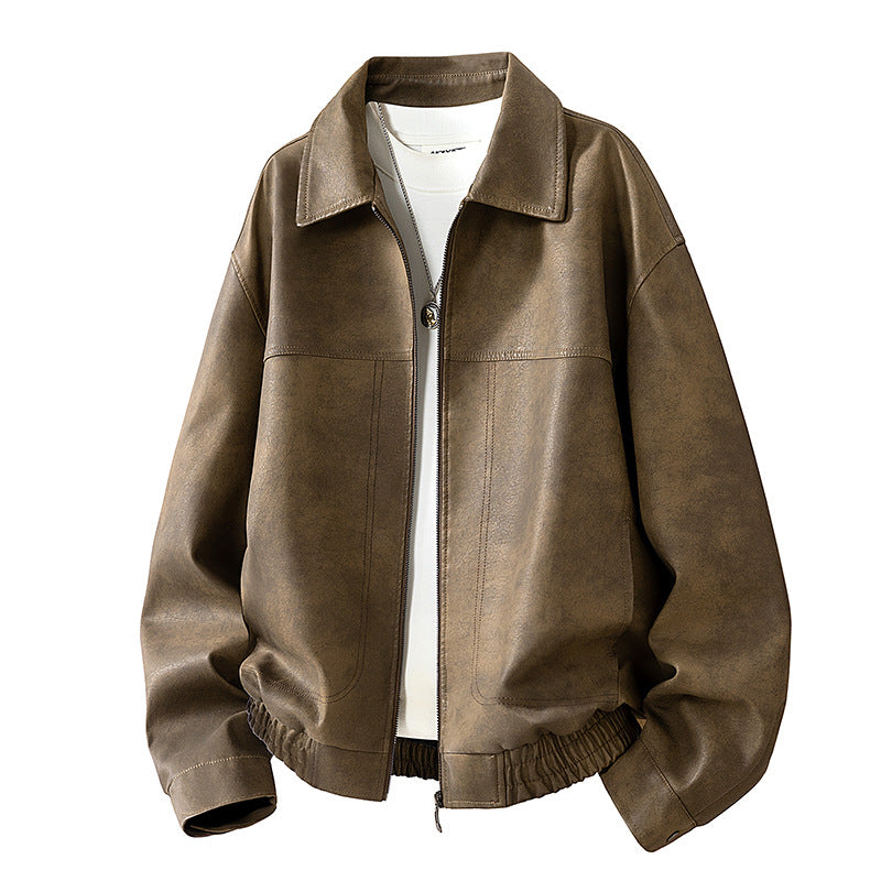 Herren Oversize Velours‑Optik Übergangsblouson mit Hemdkragen, Reißverschluss & elastischem Saum Echoarchiv