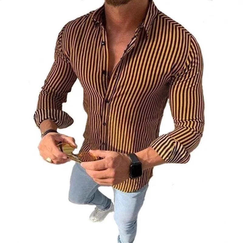 Herren Langarmhemd mit feinen Streifen und eleganter Passform Echoarchiv