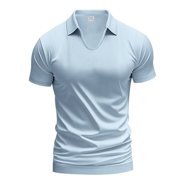 Herren kurzärmeliges Poloshirt mit strukturiertem Wabenmuster und modernem Schnitt Echoarchiv