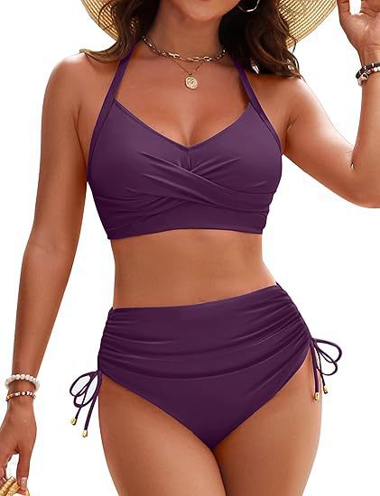 Damen Hochtailliertes Bikini-Set mit Wickeloberteil Echo Archiv