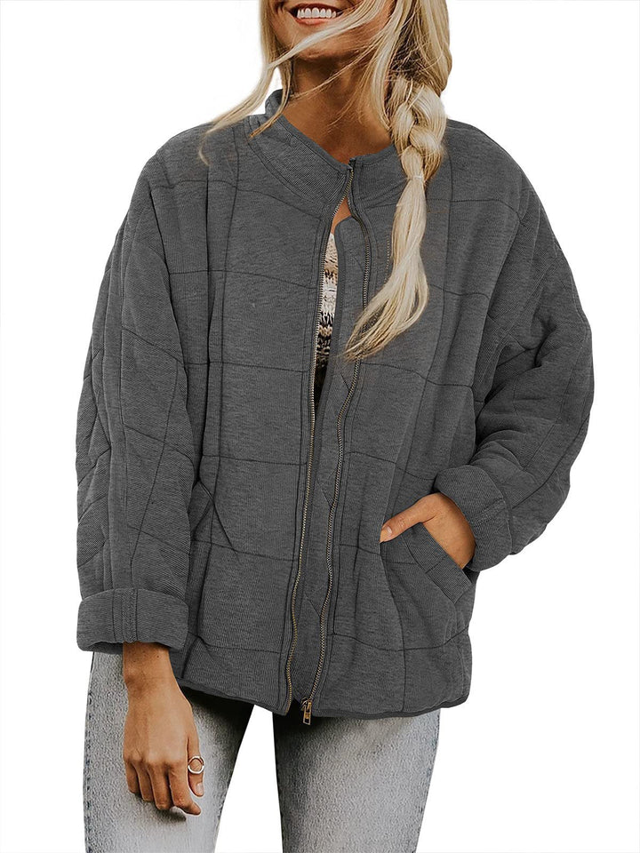 Damen Oversize Steppjacke mit Reißverschluss und Eingrifftaschen Echoarchiv