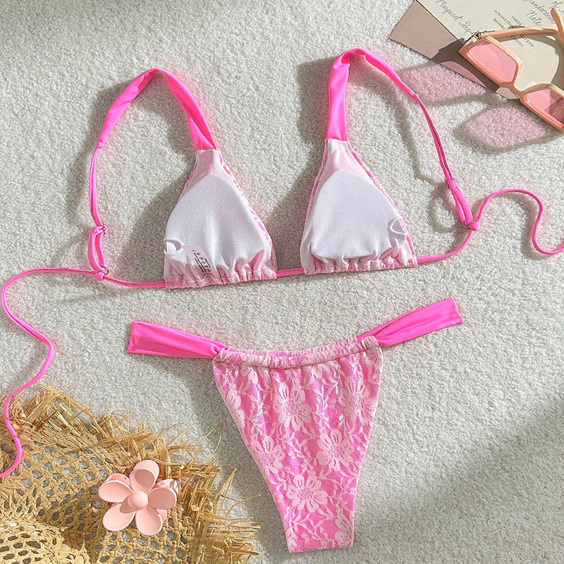 Damen Triangel-Bikini mit filigranem Floral-Design und verstellbaren Trägern Echo Archiv