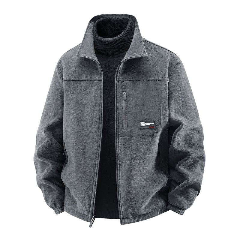 Men's minimalist stand-collar travel jacket with sealed zip pockets and elastic cuffs – Taviero
