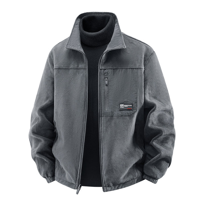 Men's minimalist stand-collar travel jacket with sealed zip pockets and elastic cuffs – Taviero