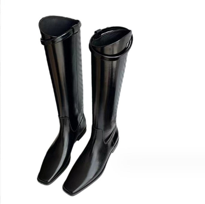Damen Kniehohe Reitstiefel aus Glattleder mit quadratischer Zehenpartie und schlanker Silhouette Echo Archiv