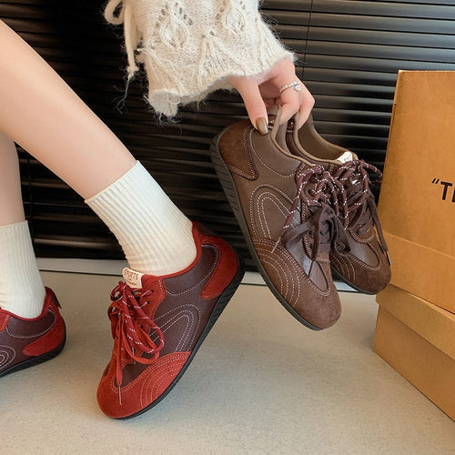 Damen Modische Schnür-Halbschuhe aus Wildleder- und Glattleder mit gepolstertem Komfortfußbett – Lioré