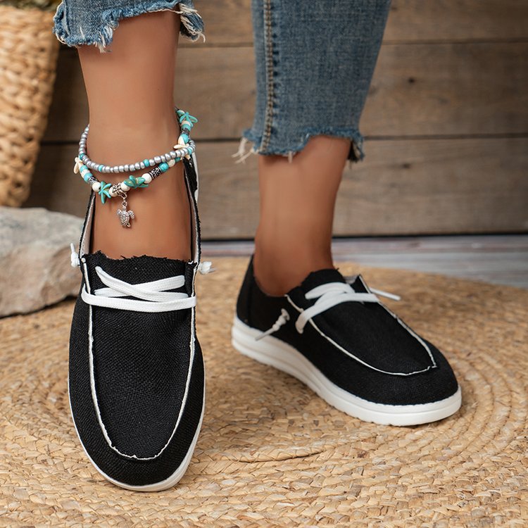 Damen  lässige Leinen-Slipper mit gepolstertem Memory-Fußbett und rutschfester Flexsohle Echo Archiv