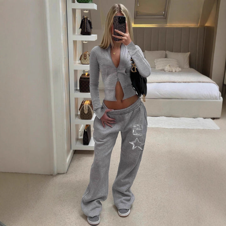 Damen nan taillierte Cropped-Kapuzenjacke mit durchgehendem Reißverschluss, elastischem Abschlussbund und dekorativem College-Print Echo Archiv