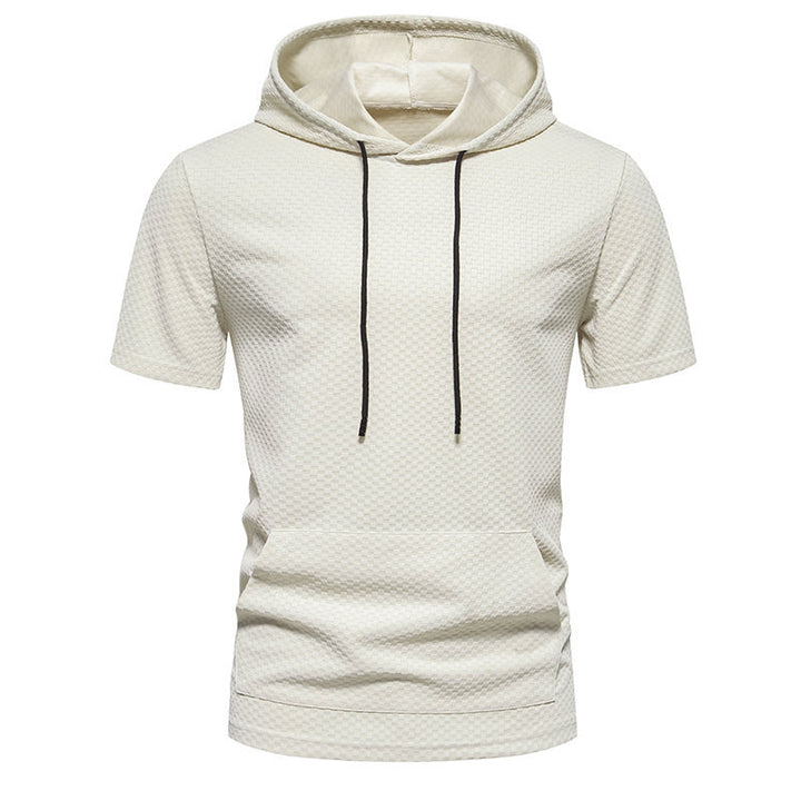 Herren Kurzarmkapuzenpullover mit strukturiertem Design Echoarchiv