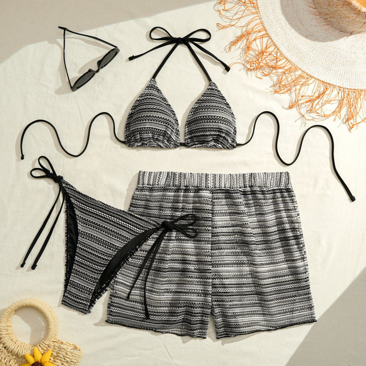Damen Bikini-Set mit modischen Streifen und verstellbaren Trägern Echo Archiv