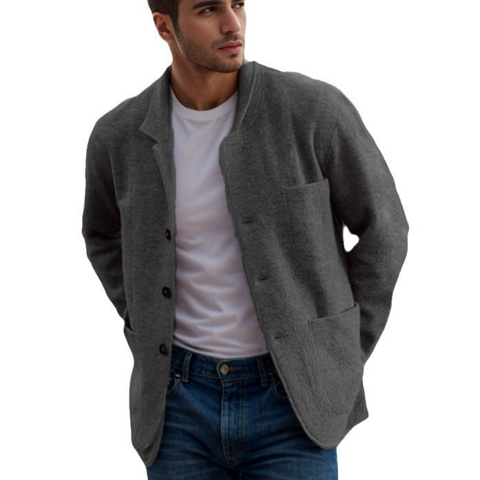 Herren lässige Wolljacke mit praktischen Taschen und Knopfverschluss Echoarchiv