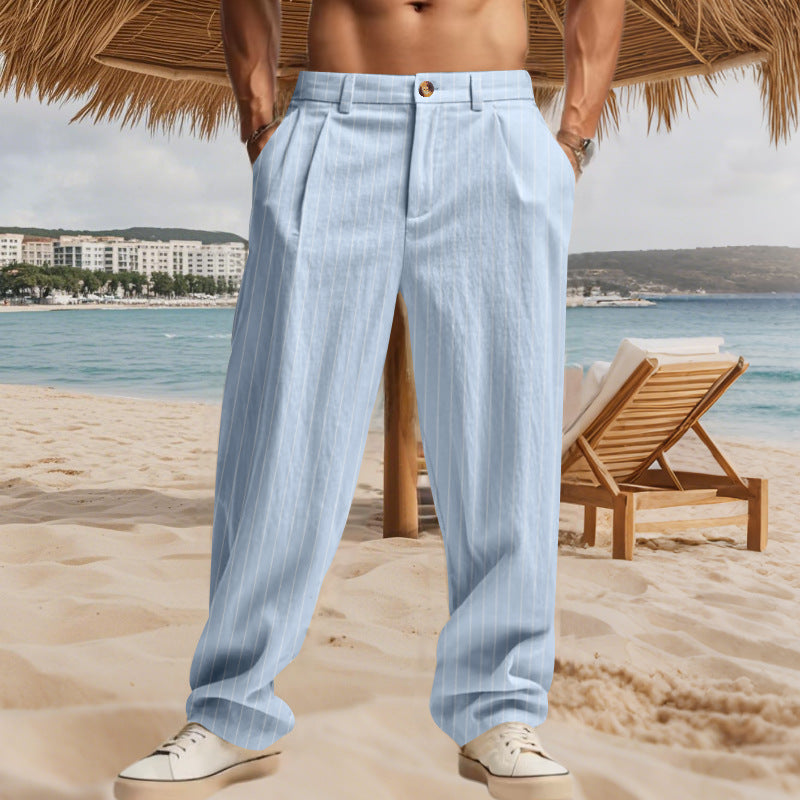 Herren nan lässig-elegante Nadelstreifen-Hose mit Bügelfalte und weitem Bein Echo Archiv