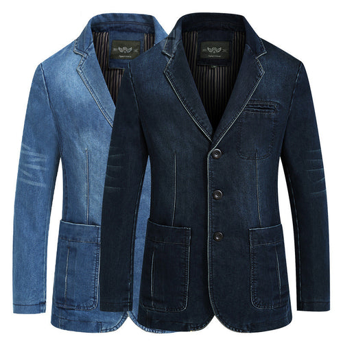 Herren nan Jeansblazer im Tailored-Schnitt mit aufgesetzten Taschen und elastischem Denim Echo Archiv