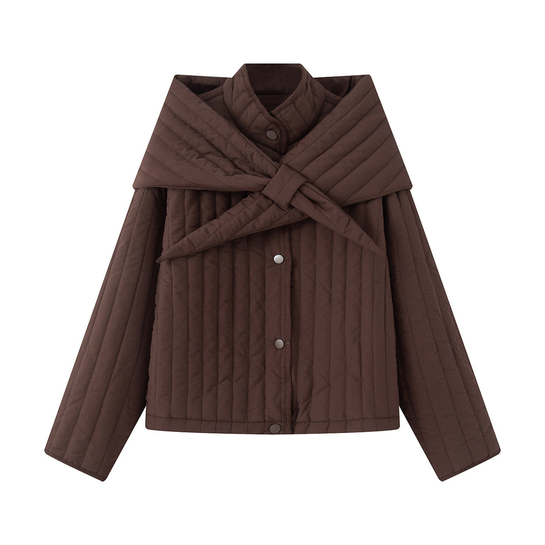 Damen nan gesteppte Jacke mit großem Wickelkragen und Bindeschal Echo Archiv