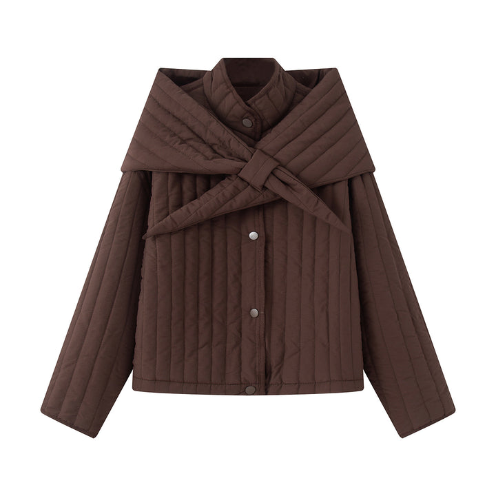 Damen nan gesteppte Jacke mit großem Wickelkragen und Bindeschal Echo Archiv