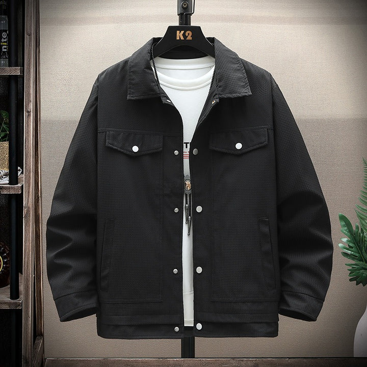 Herren Texturiertes Overshirt im Boxy‑Cut mit Druckknopfleiste & Pattentaschen Echoarchiv