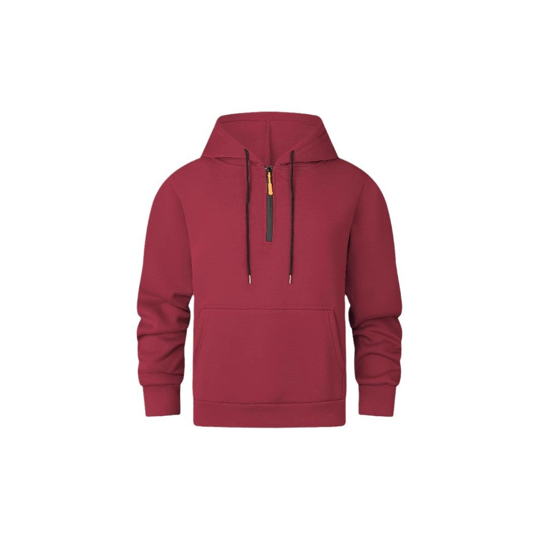 Herren moderner Kapuzenpullover mit halbem Reißverschluss und Kängurutasche Echoarchiv