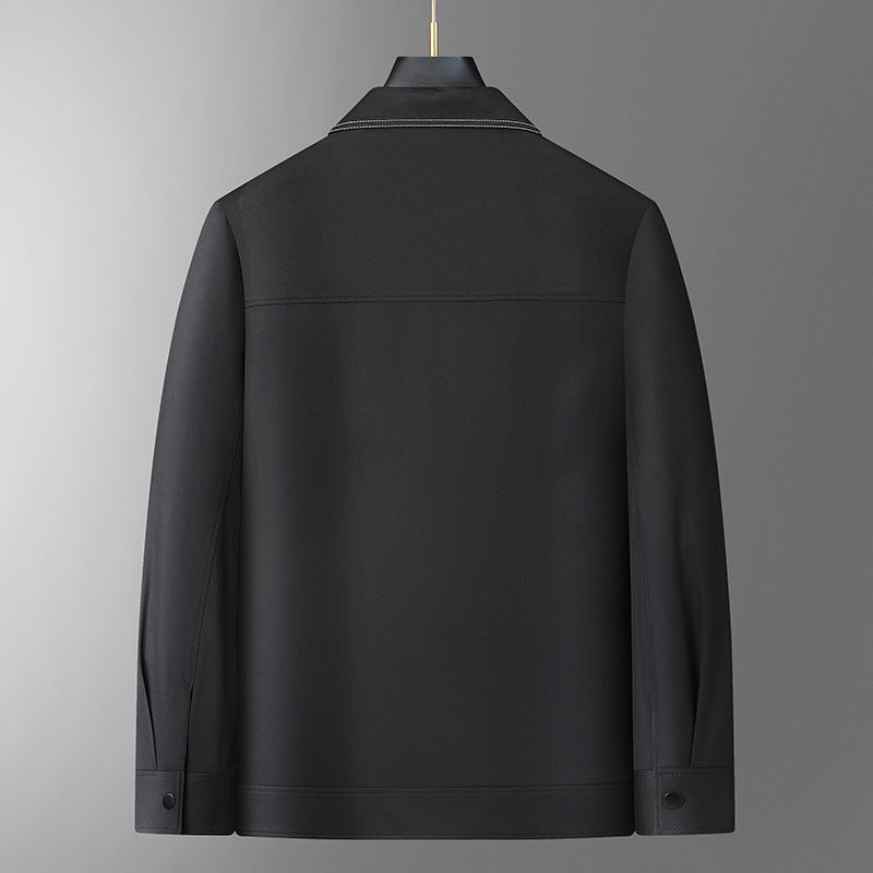 Herren Overshirt-Jacke aus glattem Kunstleder mit Brusttaschen und Druckknopfverschluss Echoarchiv