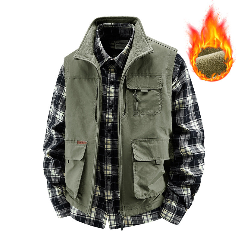 Herren Isolierte Outdoor-Arbeitweste mit hochschließendem Kragen, Fleece-Innenfutter und vielseitigen Organizer‑Taschen Echo Archiv