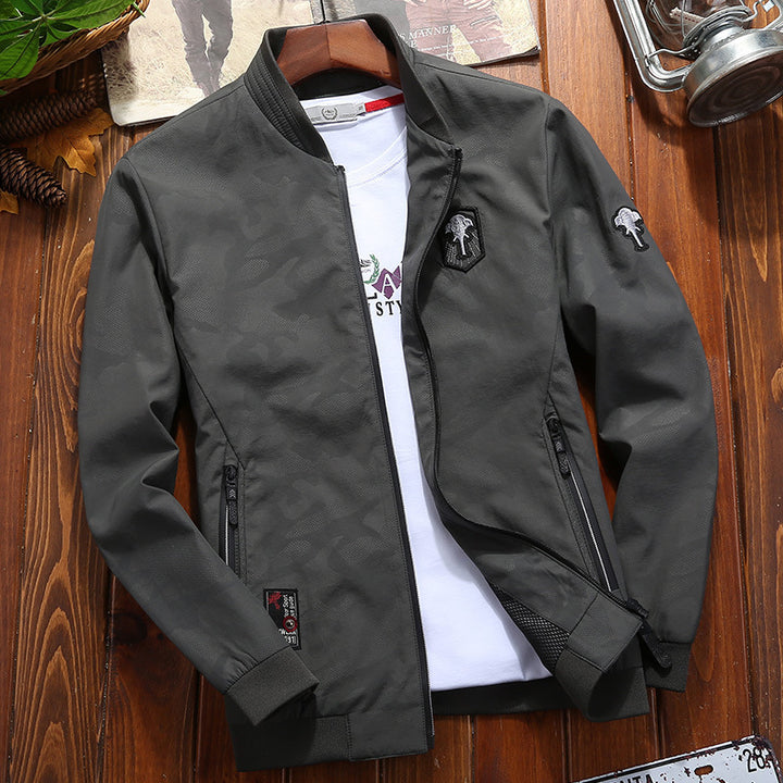 Herren Leichte wasserabweisende Bomberjacke mit Meshfutter und Patch‑Applikationen – Brevano
