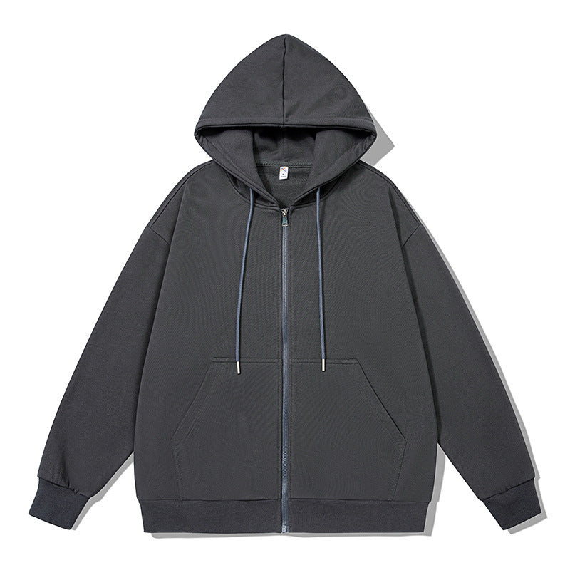 Unisex oversized Kapuzenjacke mit ausladendem Schulterschnitt, durchgehendem Reißverschluss und French-Terry Echo Archiv
