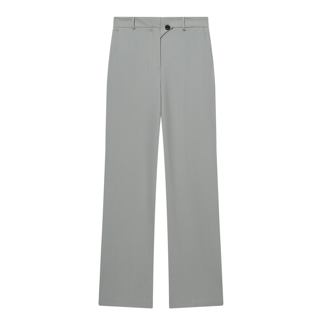 Damen Hochtaillierte weite Stoffhose mit geradem Bein und Seitentaschen Echoarchiv