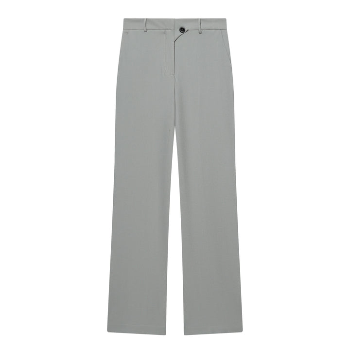 Damen Hochtaillierte weite Stoffhose mit geradem Bein und Seitentaschen Echoarchiv
