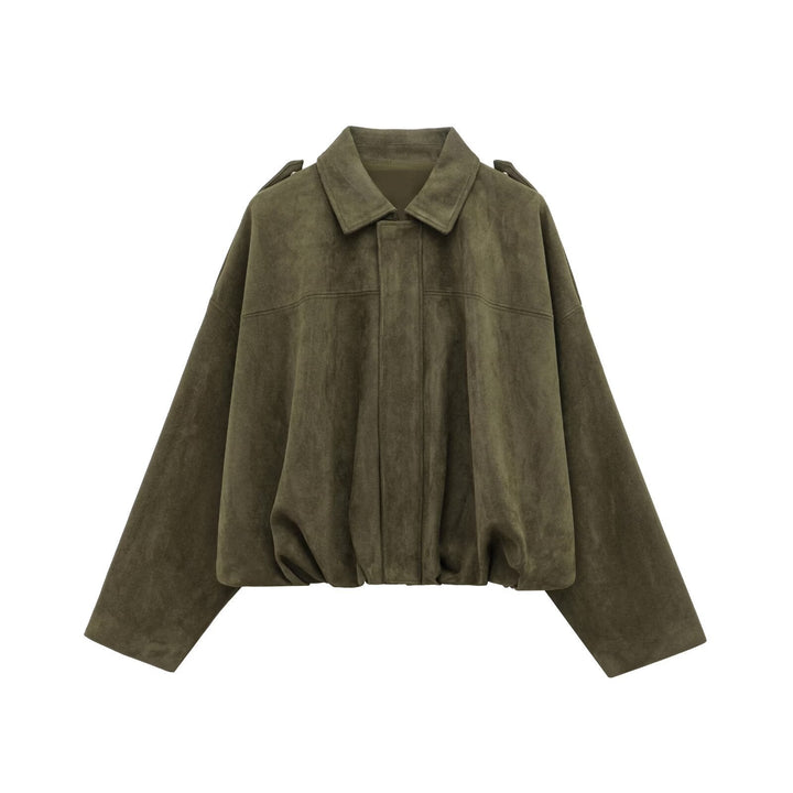 Damen lockere Cropped Jacke aus Wildlederimitat Echoarchiv
