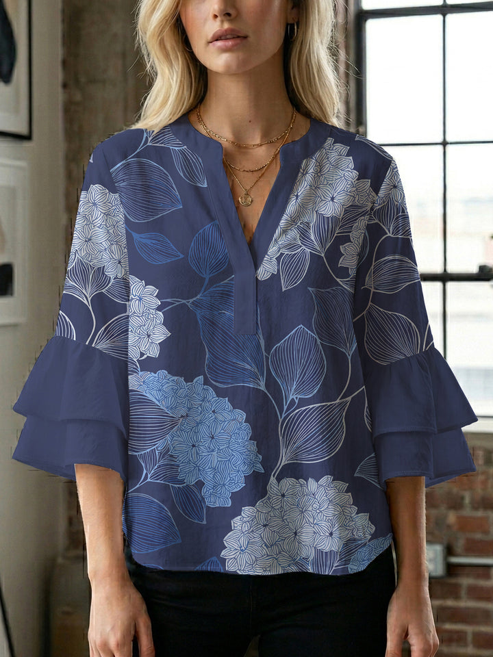 Damen Bluse mit voluminösen Ärmeln und floralem Design Echo Archiv