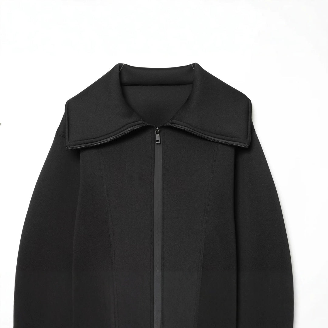 Damen Kurz geschnittene Boxy-Jacke mit überlappendem Stehkragen und wasserdichtem Reißverschluss Echo Archiv