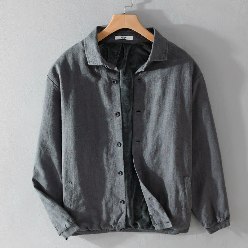Herren Gefütterte Overshirt-Jacke aus Leinen-Mix Echoarchiv