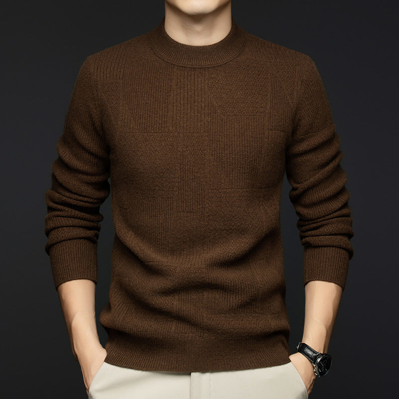 Herren feiner Rundhals-Strickpullover aus hochwertiger Wolle Echoarchiv