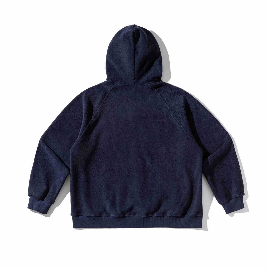 Unisex Weit geschnittener Fleece-Kapuzenpullover mit Statement-Stickerei Echoarchiv