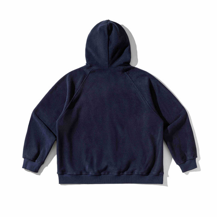 Unisex Weit geschnittener Fleece-Kapuzenpullover mit Statement-Stickerei Echoarchiv