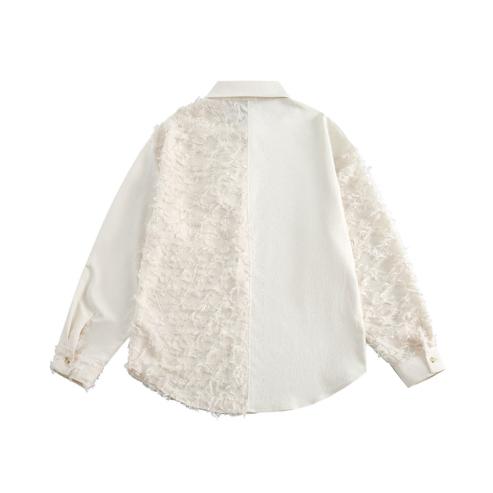 Damen Blusen-Overshirt mit flauschiger Fransenstruktur und Kentkragen Echoarchiv