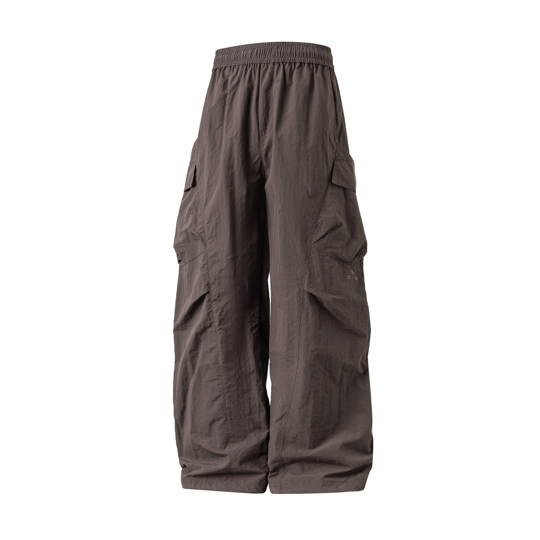 Unisex Weite Cargo‑Palazzo‑Hose aus technischer Crinkle‑Nylon mit elastischem Bund Echo Archiv