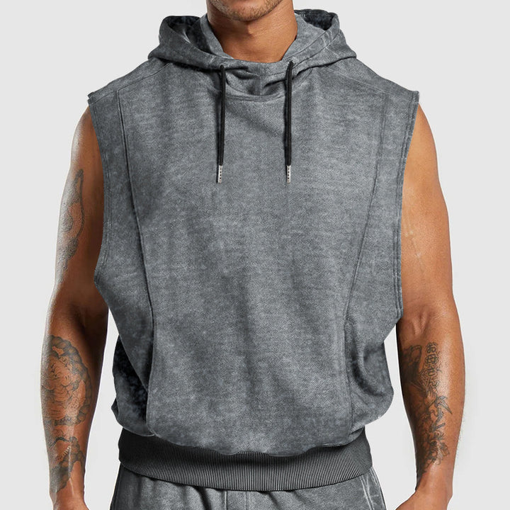Herren ärmelloses Kapuzenshirt aus weichem Sweatstoff Echoarchiv