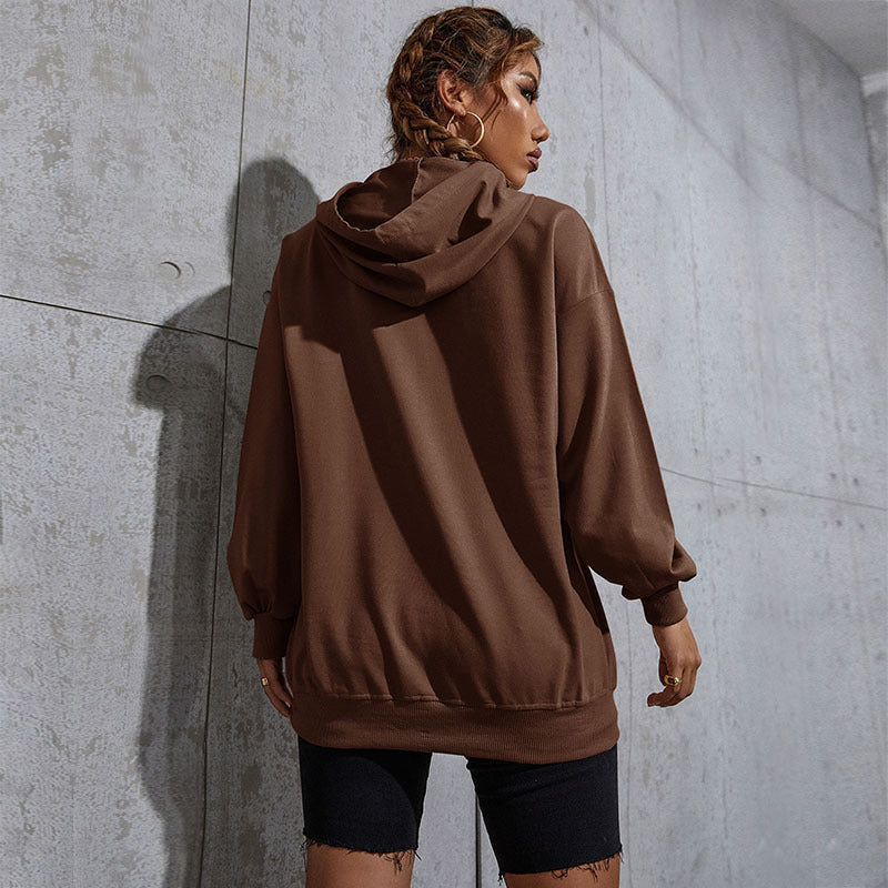 Damen Oversize-Kapuzenpullover im Collegestyle mit Kängurutasche, Retro-Logoprint und French-Terry-Futter Echoarchiv