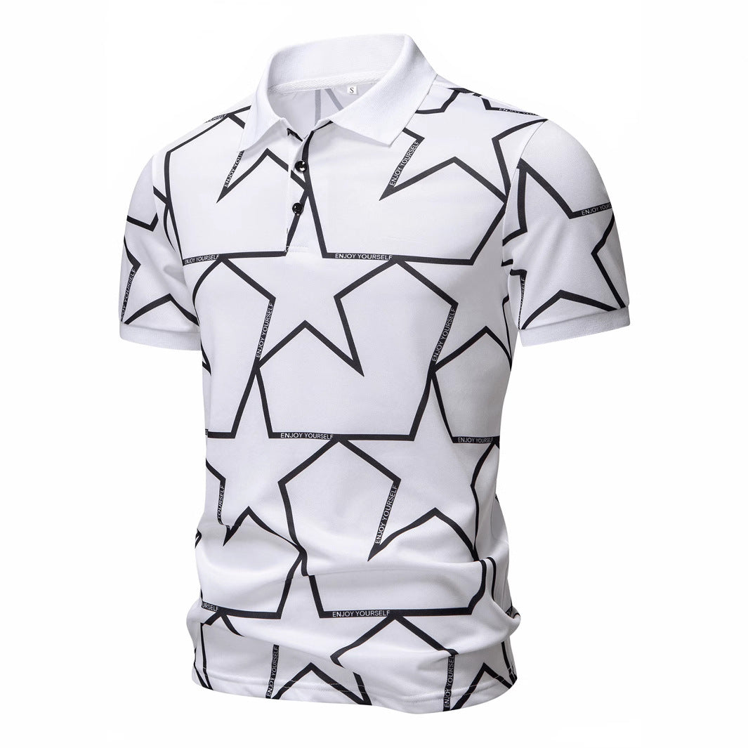 Herren Poloshirt mit modernem Sternen-Design und atmungsaktiven Materialien Echoarchiv