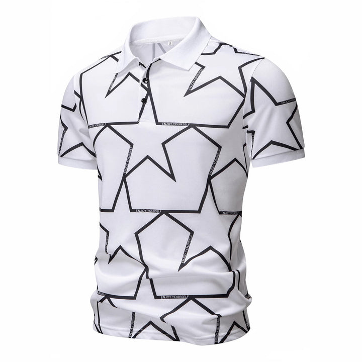Herren Poloshirt mit modernem Sternen-Design und atmungsaktiven Materialien Echoarchiv