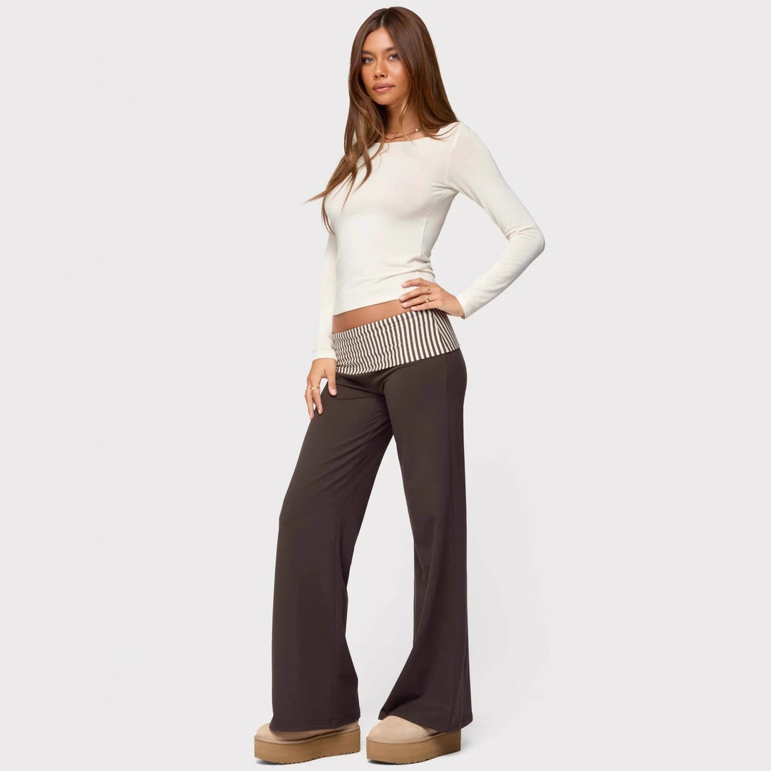 Damen Palazzo-Hose mit gestreiftem Bund und lässigem Schnitt Echo Archiv