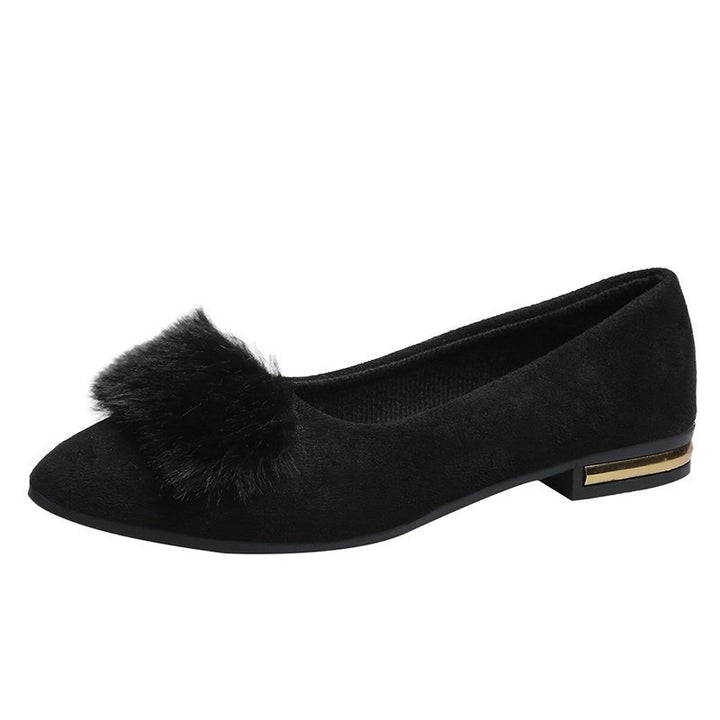 Damen nan spitze Ballerina mit Kunstvelours-Obermaterial, Kunstfell-Pompon und metallischer Absatzapplikation Echo Archiv