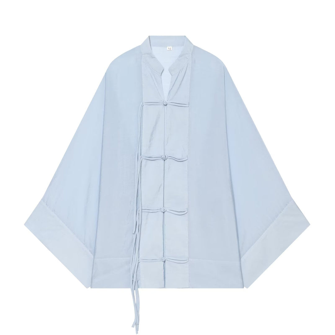 Damen Kimono-Jacke mit traditionellen Knotenverschlüssen und weitem Oversize-Schnitt Echo Archiv