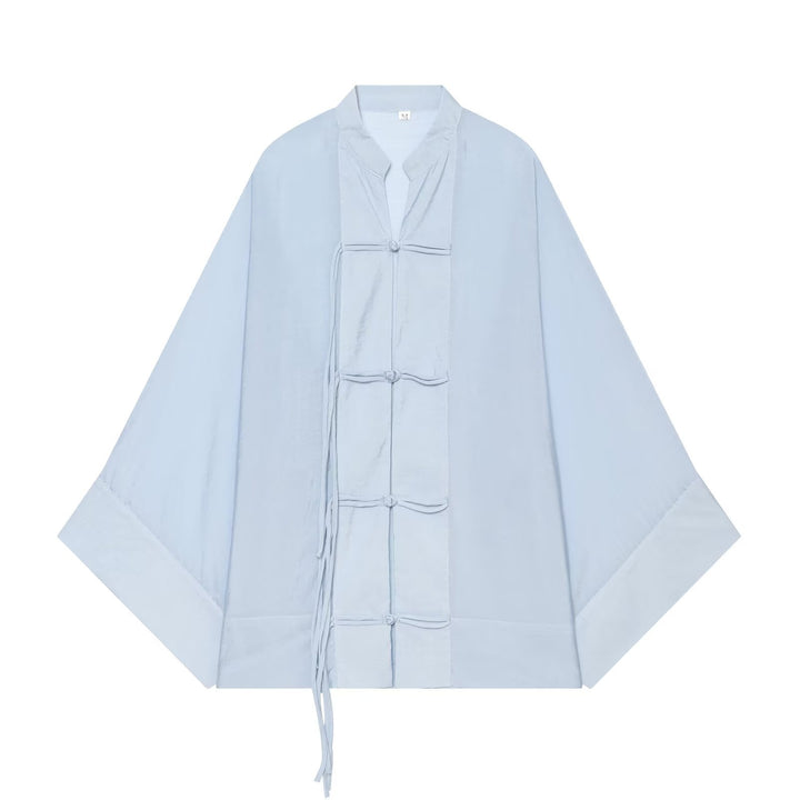 Damen Kimono-Jacke mit traditionellen Knotenverschlüssen und weitem Oversize-Schnitt Echo Archiv