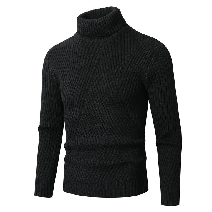 Herren Grobstrickpullover mit Stehkragen und dekorativem Strukturmuster Echoarchiv