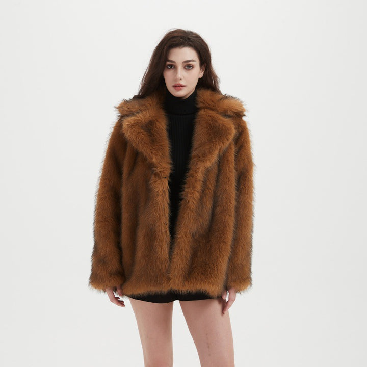 Damen Kurzer Boxy-Faux‑Fur‑Cardigan mit dichtem Hochflor und offener Front Echo Archiv