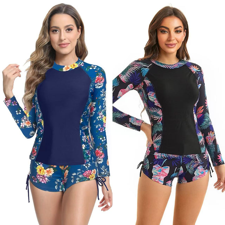 Damen UV-Schutz Langarm Schwimmanzug mit floralen Akzenten Echo Archiv